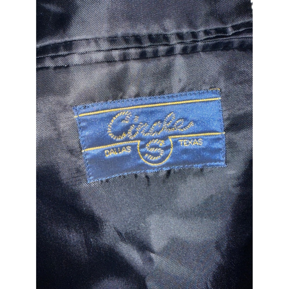 Circle S Western Herringbone Sport Coat Blazer Grey Black Suede Yoke Silk 48L - Picture 5 of 12